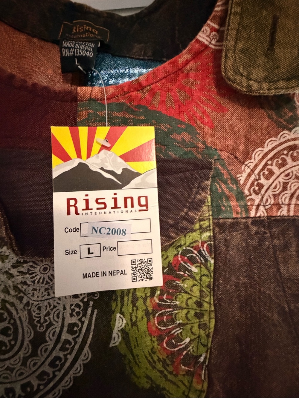 NWT Rising International Multicolor patchwork overalls Size L - Picture 6 of 6